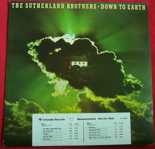 USED LP Down to earth SUTHERLAND BROTHERS CONDITION : COVER : EX+ - DISC : EX+ 국가 : USA 레이블 : CBS first press 년도 : 1977 커버