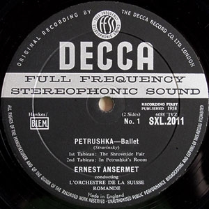 Stravinsky - Petrushka [ED1 Label w/ BIEM Logo, Early Blue Back Cover] [The Earliest Date Code "CP. 58.8"]