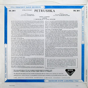 Stravinsky - Petrushka [ED1 Label w/ BIEM Logo, Early Blue Back Cover] [The Earliest Date Code "CP. 58.8"]