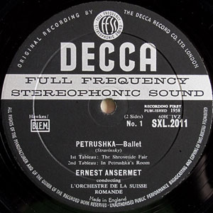 Stravinsky - Petrushka [ED1 Label w/ BIEM Logo, Early Blue Back Cover] [The Earliest Date Code "CP. 58.8"]