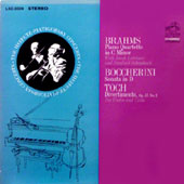Brahms - Piano Quartette In C Minor, Op.60 + Boccherini - Sonata In D For Violin Anf Cello + Toch - Divertimento, Op.37, No.2 For Violin And Cello : Heifetz-Piatigorsky Concerts
