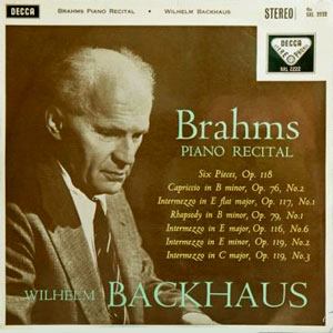 Backhaus Brahms Piano Recital