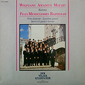 USED LP Mozart - Kanons + Felix Mendelsohn Bartholdy - Veni domine, Laudate Pueri, Surrexit Pastor Bonus GERHARD SCHMIDT GADEN COND / TOLZER KNABENCHOR CONDITION : COVER : M- / DISC : M- 국가 : GERMANY 레이블 : Sonocord original first press 년도 : 1989 커버